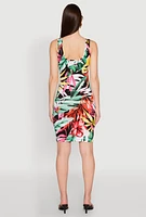 Womens Tropical Print Scoop Neck Tank Dress, Multi, Size M