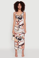 Womens Vivid Psychedelic Swirl Print Sleeveless Tank Dress, Multi, Size S