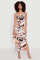Womens Vivid Psychedelic Swirl Print Sleeveless Tank Dress, Multi, Size S