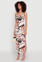Womens Vivid Psychedelic Swirl Print Sleeveless Tank Dress, Multi, Size S