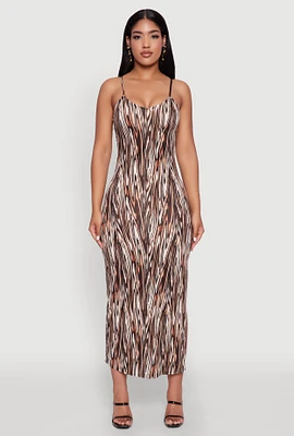 Womens Swirl Print Cami Maxi Dress, Brown, Size L