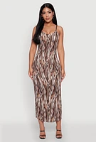 Womens Swirl Print Cami Maxi Dress, Brown, Size S