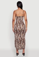 Womens Swirl Print Cami Maxi Dress, Brown,