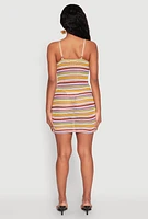 Womens Crochet Striped Cami Dress, Multi, Size XL