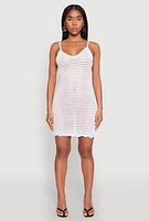 Womens Crochet Scalloped Trim Cami Dress, White, Size S