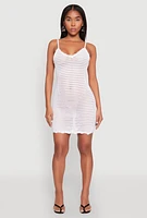 Womens Crochet Scalloped Trim Cami Dress, White, Size M