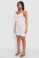 Womens Crochet Scalloped Trim Cami Dress, White, Size M