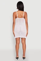 Womens Crochet Scalloped Trim Cami Dress, White, Size S