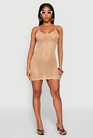 Womens Crochet Scalloped Trim Cami Dress,