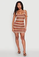 Womens Striped Crochet Cami Dress, Multi, Size XL