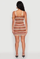 Womens Striped Crochet Cami Dress, Multi, Size XL