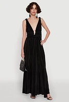 Womens Elegant Sleeveless Plisse Empire Waist Dress,