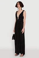 Womens Elegant Sleeveless Plisse Empire Waist Dress,