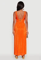 Womens Elegant Sleeveless Plisse Empire Waist Dress,