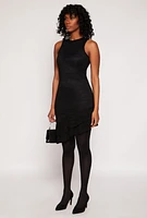 Womens Lace Lined Asymmetrical Dress, Black, Size S