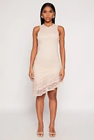 Womens Lace Lined Asymmetrical Dress,