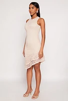 Womens Lace Lined Asymmetrical Dress,