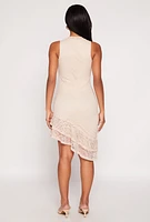 Womens Lace Lined Asymmetrical Dress,
