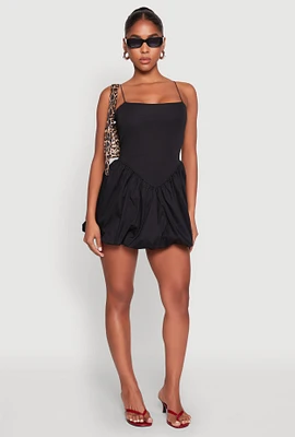 Womens Square Neck Bubble Dress, Black, Size XL