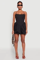 Womens Square Neck Bubble Dress, Black, Size XL