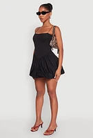 Womens Square Neck Bubble Dress, Black, Size XL
