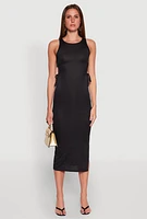 Womens Ribbed Knit Side Cut Out Midi Dress,