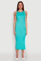 Womens Ribbed Knit Side Cut Out Midi Dress,