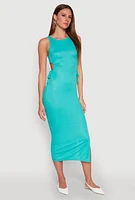 Womens Ribbed Knit Side Cut Out Midi Dress,