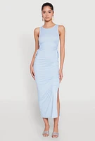 Womens Ribbed Knit Side Cut Out Midi Dress,