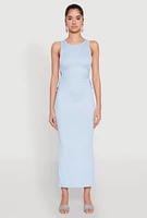 Womens Ribbed Knit Side Cut Out Midi Dress,