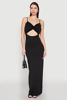 Womens Twist Front Cut Out Maxi Dress, L
