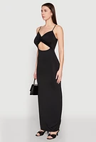 Womens Twist Front Cut Out Maxi Dress, L