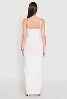 Womens Twist Front Cut Out Maxi Dress, White, Size L