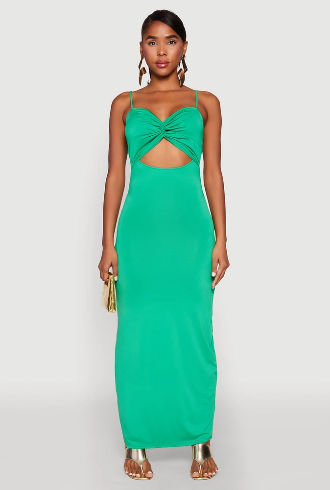 Womens Twist Front Cut Out Maxi Dress,