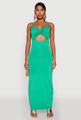 Womens Twist Front Cut Out Maxi Dress,