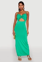 Womens Twist Front Cut Out Maxi Dress,