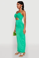 Womens Twist Front Cut Out Maxi Dress,