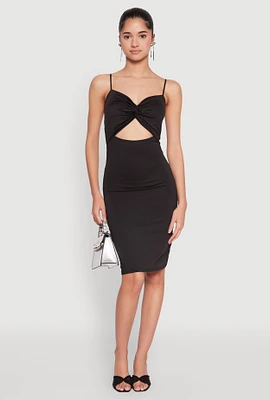 Womens Twist Front Cut Out Dress, Black, Size M