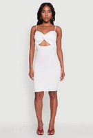 Womens Twist Front Cut Out Dress, White, Size M