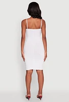 Womens Twist Front Cut Out Dress, White, Size M