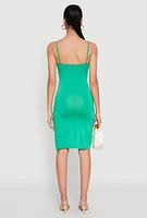 Womens Twist Front Cut Out Dress, Green, Size M