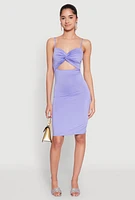 Womens Twist Front Cut Out Dress, Purple, Size XL