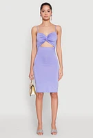 Womens Twist Front Cut Out Dress, Purple, Size XL