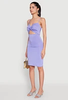 Womens Twist Front Cut Out Dress, Purple, Size XL
