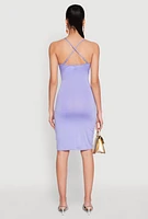 Womens Twist Front Cut Out Dress, Purple, Size XL