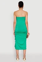 Womens Side Ruched Midi Tube Dress,