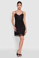 Womens Floral Lace Overlay Mini Dress, Black, Size M