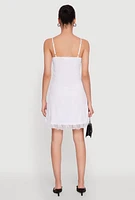 Womens Floral Lace Overlay Mini Dress, White, Size L