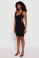 Womens Seamless Cut Out Side Tank Dress, Black, Size M