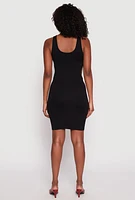 Womens Seamless Cut Out Side Tank Dress, Black, Size M